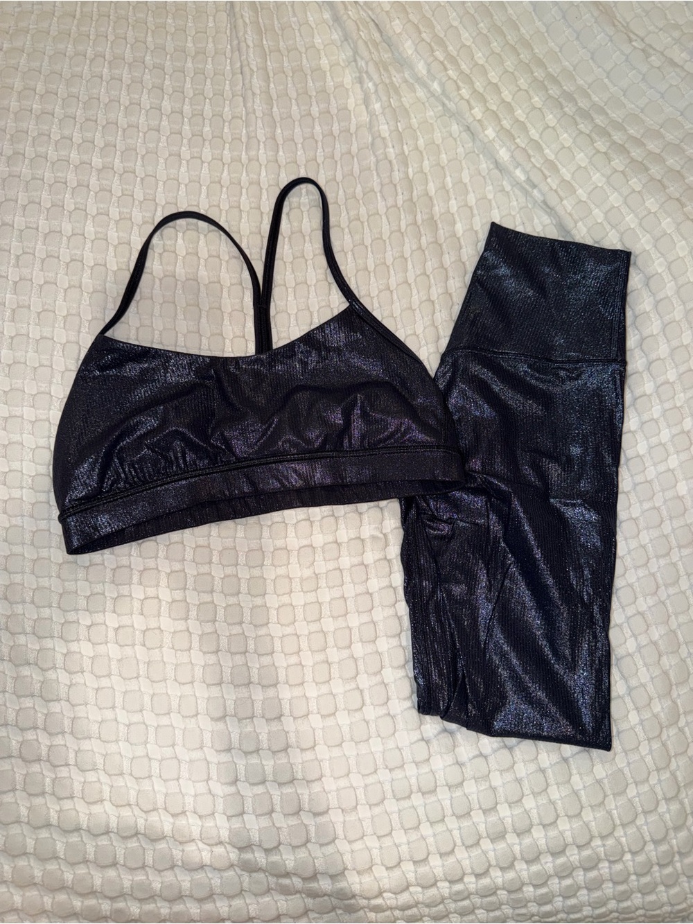 lululemon athletica Black Shimmer Sports Bra and Leggings